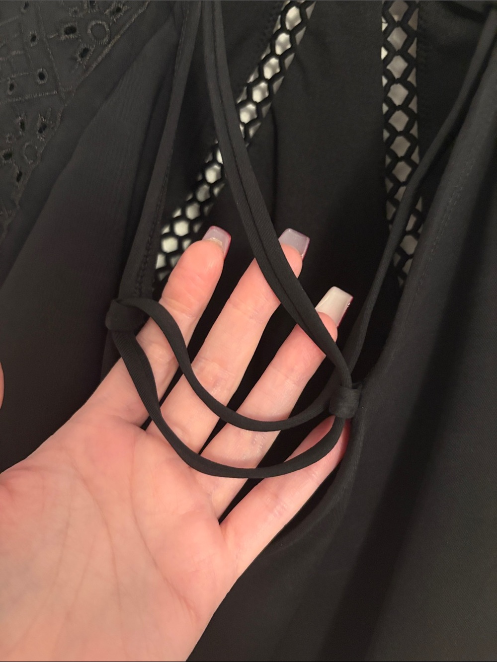 Black One-Piece Swimsuit with Lace Trim Size XXL - Picture 6 of 8